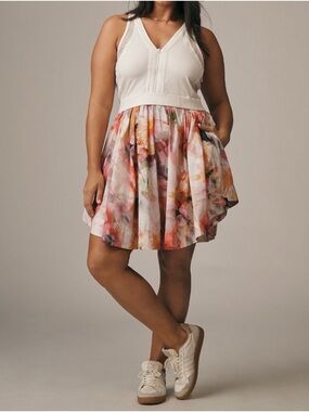 NWT ANTHROPOLOGIE Daily Practice Sleeveless Mini Dress w/Floral Skirt sz 3X